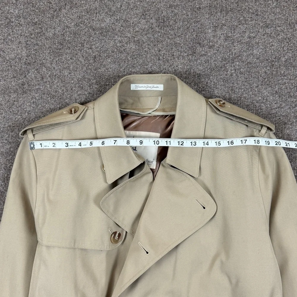 Misty Harbor Long Double Breasted Belted Trench Coat Mens 44 Removable Fur Liner